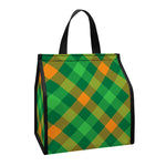 Green And Orange Buffalo Plaid Print Insulated Lunch Tote