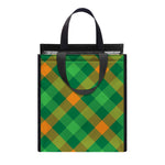Green And Orange Buffalo Plaid Print Insulated Lunch Tote