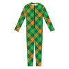 Green And Orange Buffalo Plaid Print Jumpsuit