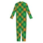 Green And Orange Buffalo Plaid Print Jumpsuit