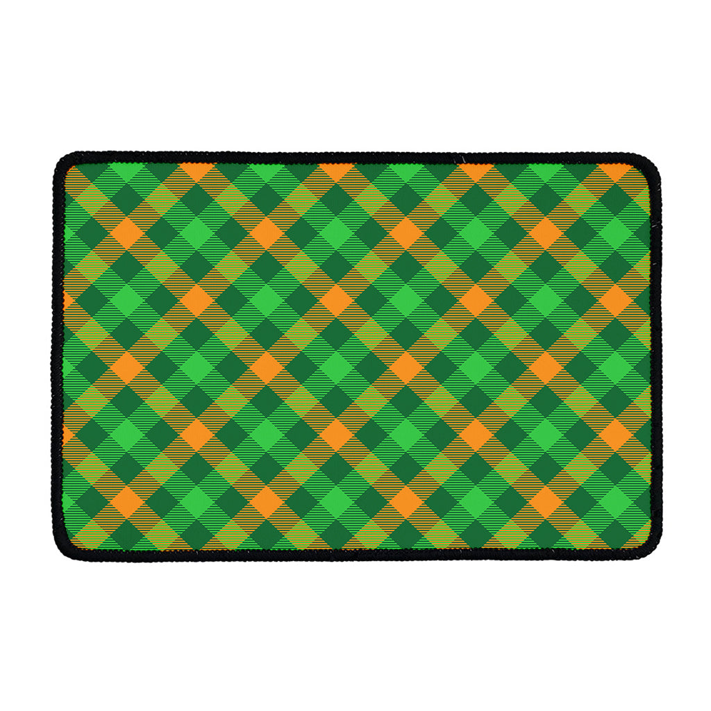 Green And Orange Buffalo Plaid Print Kitchen Mat