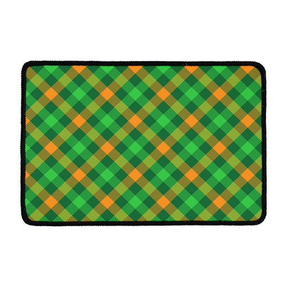 Green And Orange Buffalo Plaid Print Kitchen Mat