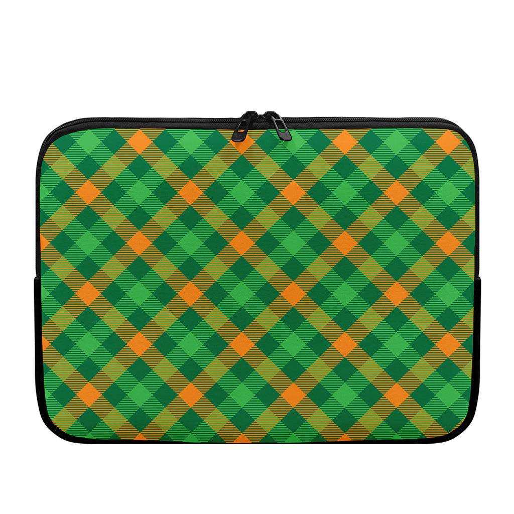 Green And Orange Buffalo Plaid Print Laptop Sleeve