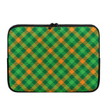 Green And Orange Buffalo Plaid Print Laptop Sleeve