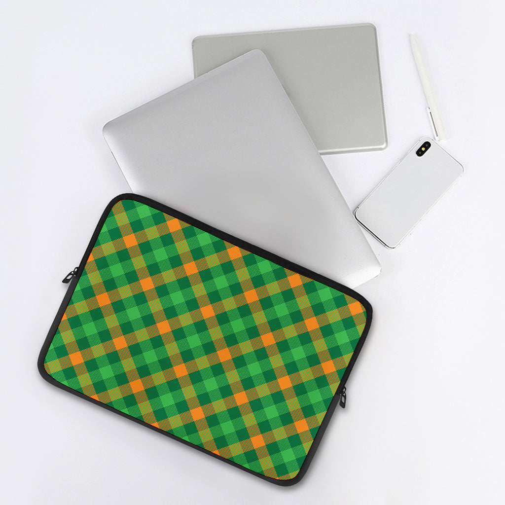 Green And Orange Buffalo Plaid Print Laptop Sleeve