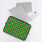 Green And Orange Buffalo Plaid Print Laptop Sleeve