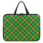 Green And Orange Buffalo Plaid Print Laptop Sleeve With Handle