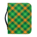 Green And Orange Buffalo Plaid Print Leather Bible Cover