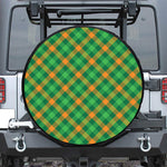 Green And Orange Buffalo Plaid Print Leather Spare Tire Cover