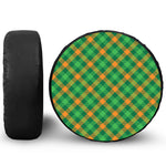 Green And Orange Buffalo Plaid Print Leather Spare Tire Cover