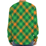 Green And Orange Buffalo Plaid Print Long Sleeve Baseball Jersey