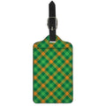 Green And Orange Buffalo Plaid Print Luggage Tag