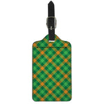 Green And Orange Buffalo Plaid Print Luggage Tag