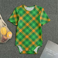 Green And Orange Buffalo Plaid Print Men's Bodysuit