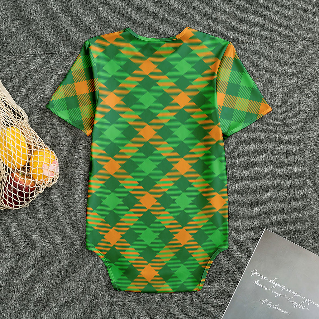 Green And Orange Buffalo Plaid Print Men's Bodysuit
