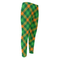 Green And Orange Buffalo Plaid Print Men's Compression Pants