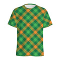 Green And Orange Buffalo Plaid Print Men's Athletic T-Shirt