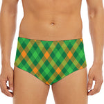 Green And Orange Buffalo Plaid Print Men's Triangle Swim Briefs