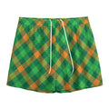 Green And Orange Buffalo Plaid Print Mesh Shorts