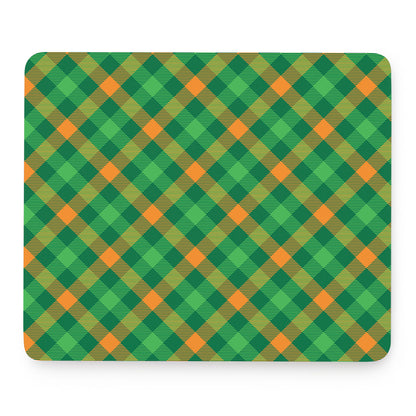 Green And Orange Buffalo Plaid Print Mouse Pad