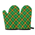Green And Orange Buffalo Plaid Print Oven Mitts