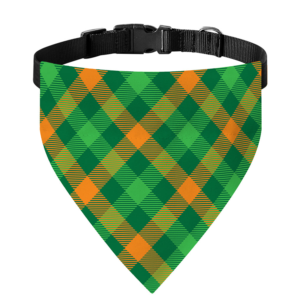 Green And Orange Buffalo Plaid Print Over The Collar Dog Bandana