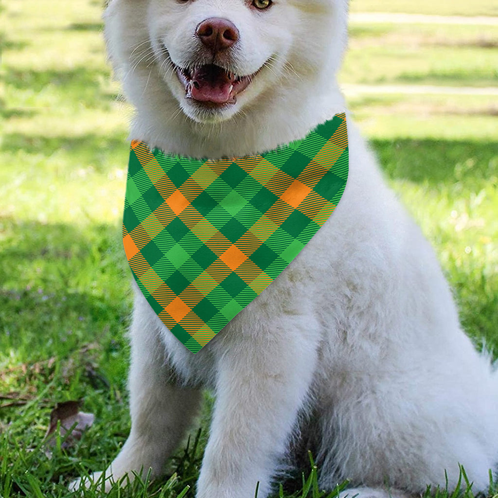 Green And Orange Buffalo Plaid Print Over The Collar Dog Bandana