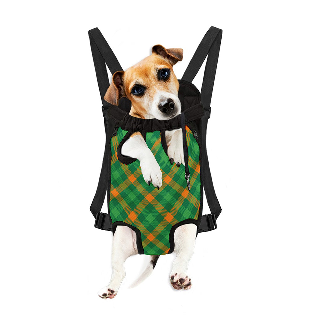 Green And Orange Buffalo Plaid Print Pet Carrier Backpack