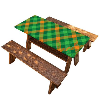 Green And Orange Buffalo Plaid Print Picnic Table Cover