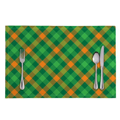Green And Orange Buffalo Plaid Print Placemat