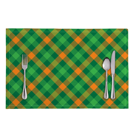 Green And Orange Buffalo Plaid Print Placemat