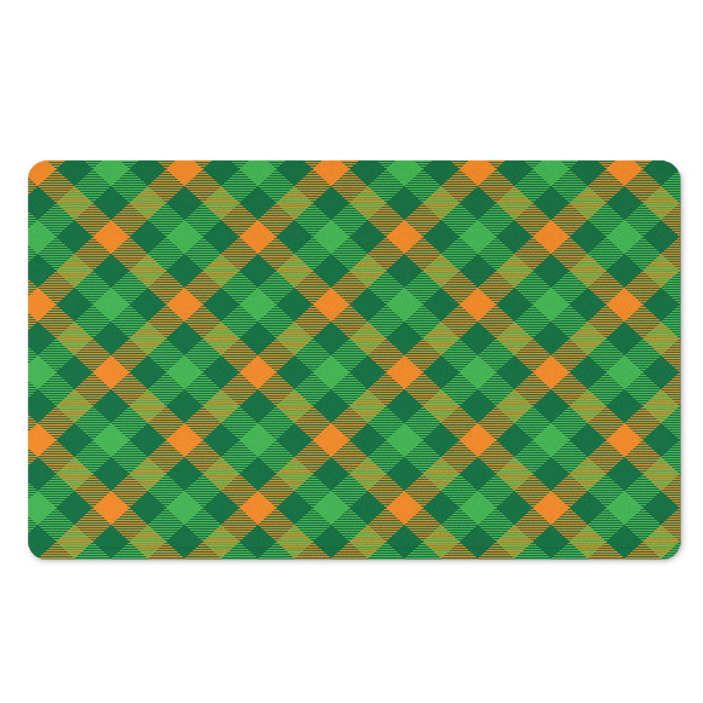 Green And Orange Buffalo Plaid Print Polyester Doormat