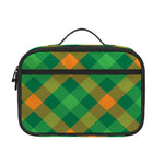 Green And Orange Buffalo Plaid Print Portable Lunch Bag