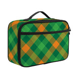 Green And Orange Buffalo Plaid Print Portable Lunch Bag