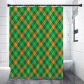 Green And Orange Buffalo Plaid Print Premium Shower Curtain