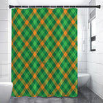 Green And Orange Buffalo Plaid Print Premium Shower Curtain