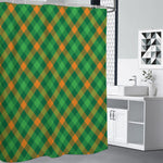 Green And Orange Buffalo Plaid Print Premium Shower Curtain