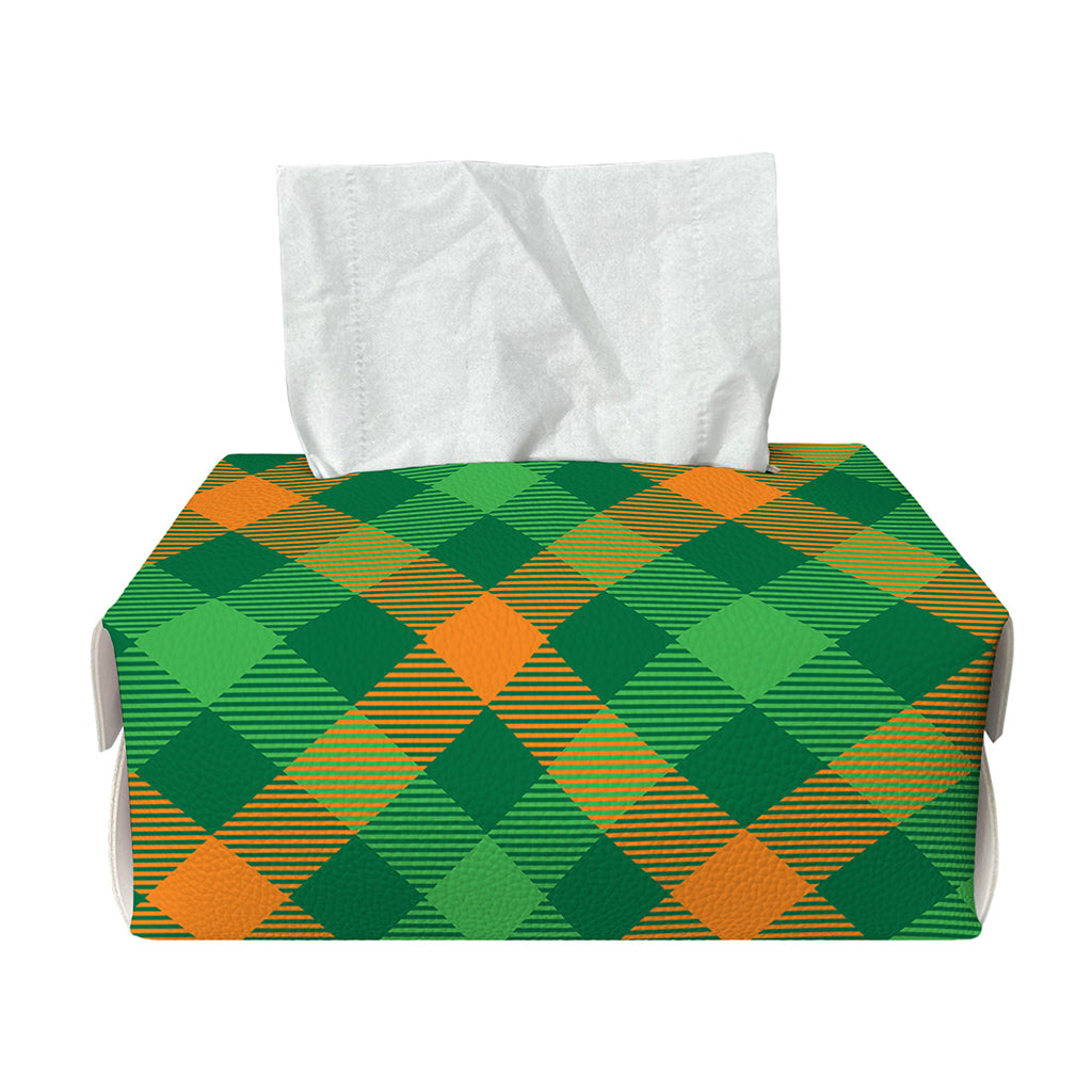 Green And Orange Buffalo Plaid Print Rectangle Tissue Box Cover