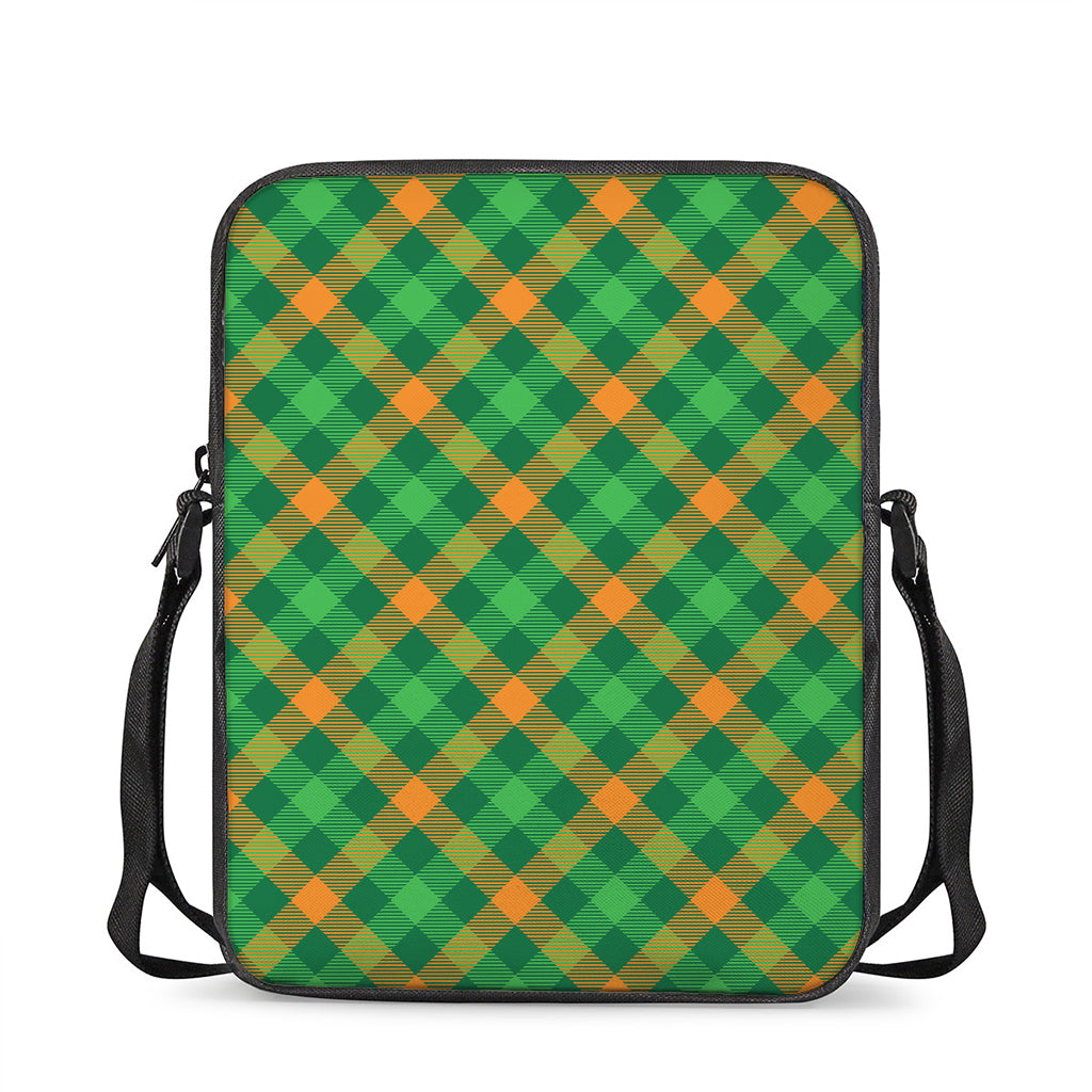 Green And Orange Buffalo Plaid Print Rectangular Crossbody Bag