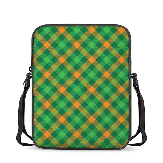 Green And Orange Buffalo Plaid Print Rectangular Crossbody Bag