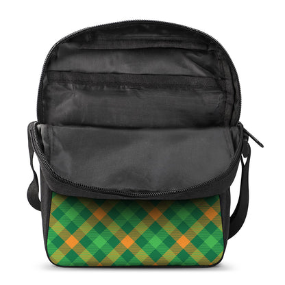 Green And Orange Buffalo Plaid Print Rectangular Crossbody Bag