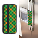 Green And Orange Buffalo Plaid Print Refrigerator Handle Covers