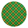 Green And Orange Buffalo Plaid Print Round Blanket