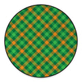 Green And Orange Buffalo Plaid Print Round Floor Mat