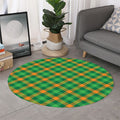 Green And Orange Buffalo Plaid Print Round Rug