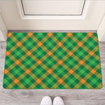 Green And Orange Buffalo Plaid Print Rubber Doormat