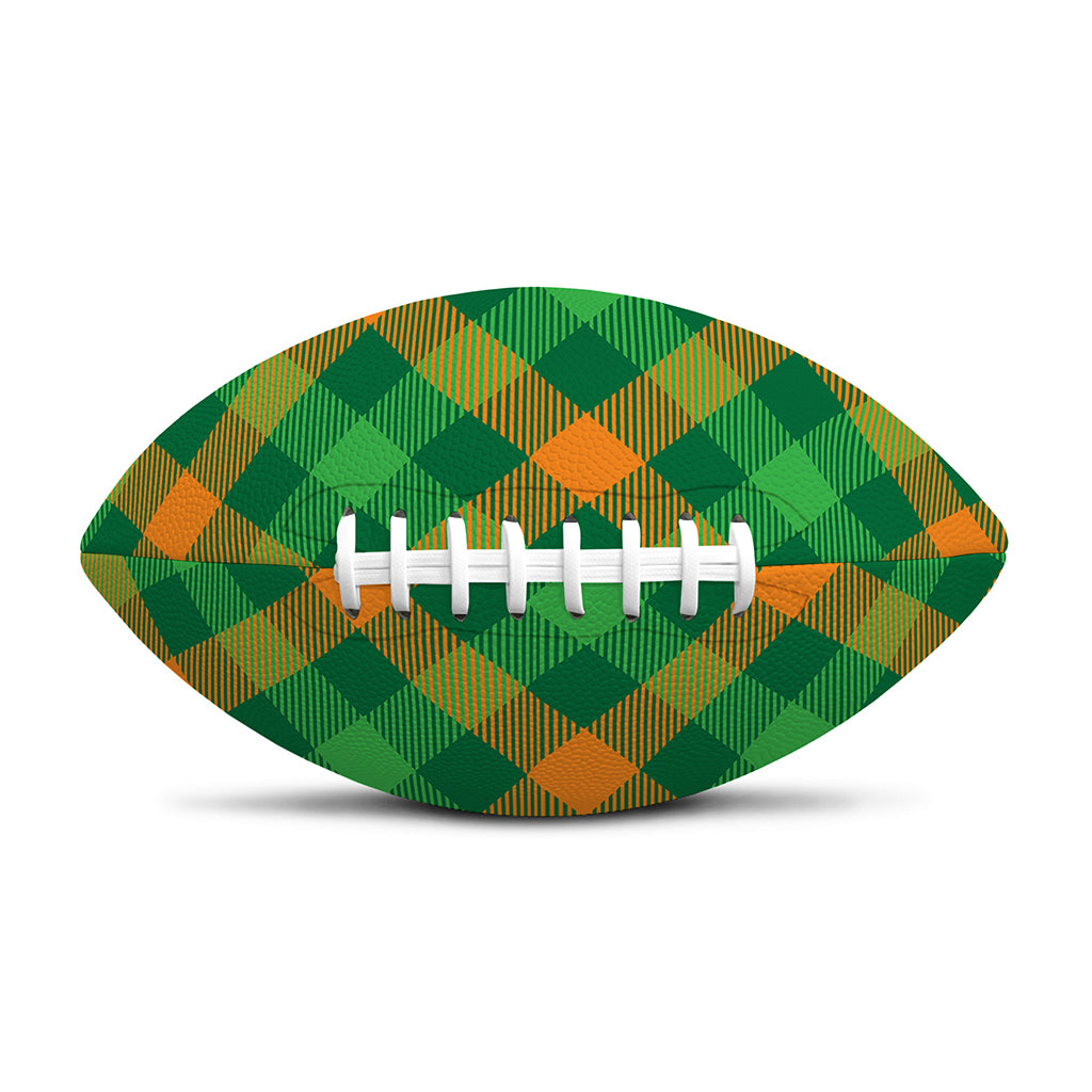 Green And Orange Buffalo Plaid Print Rugby Ball