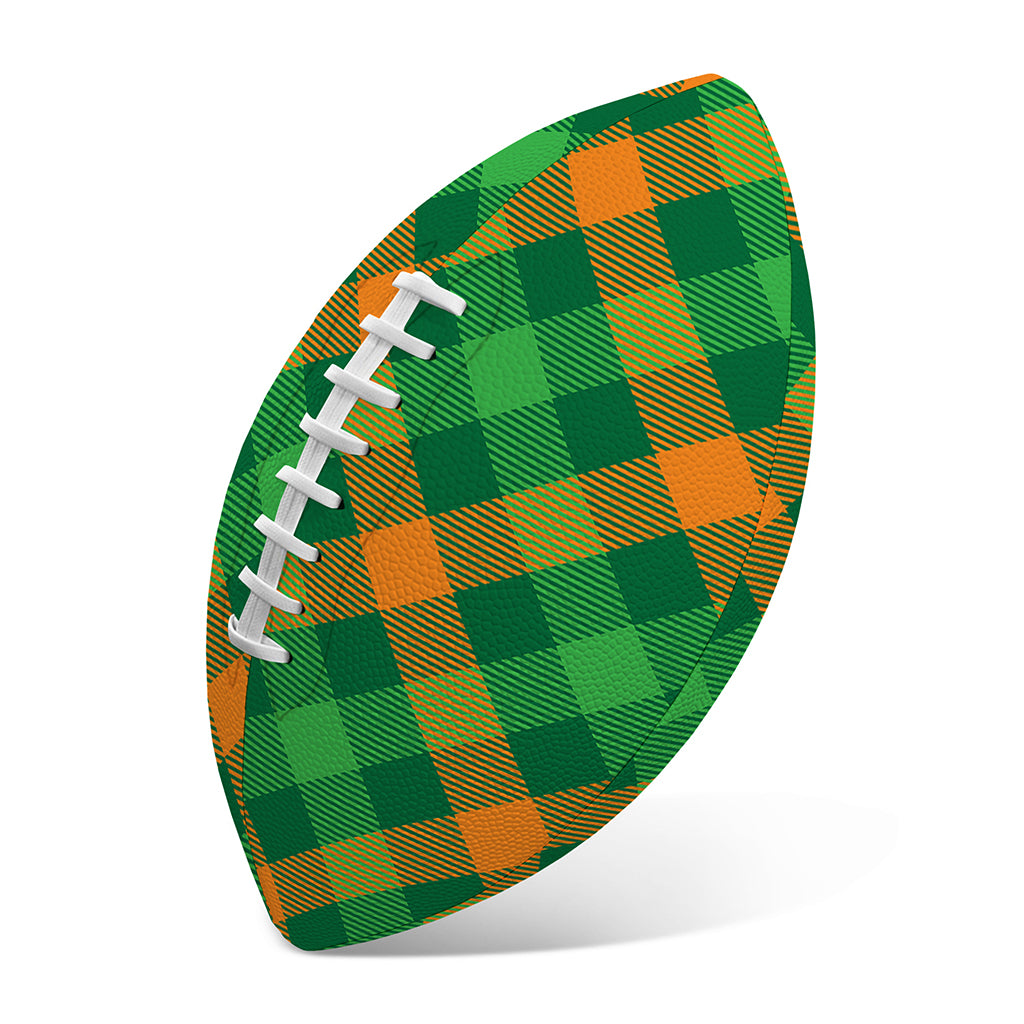 Green And Orange Buffalo Plaid Print Rugby Ball
