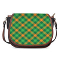 Green And Orange Buffalo Plaid Print Saddle Bag