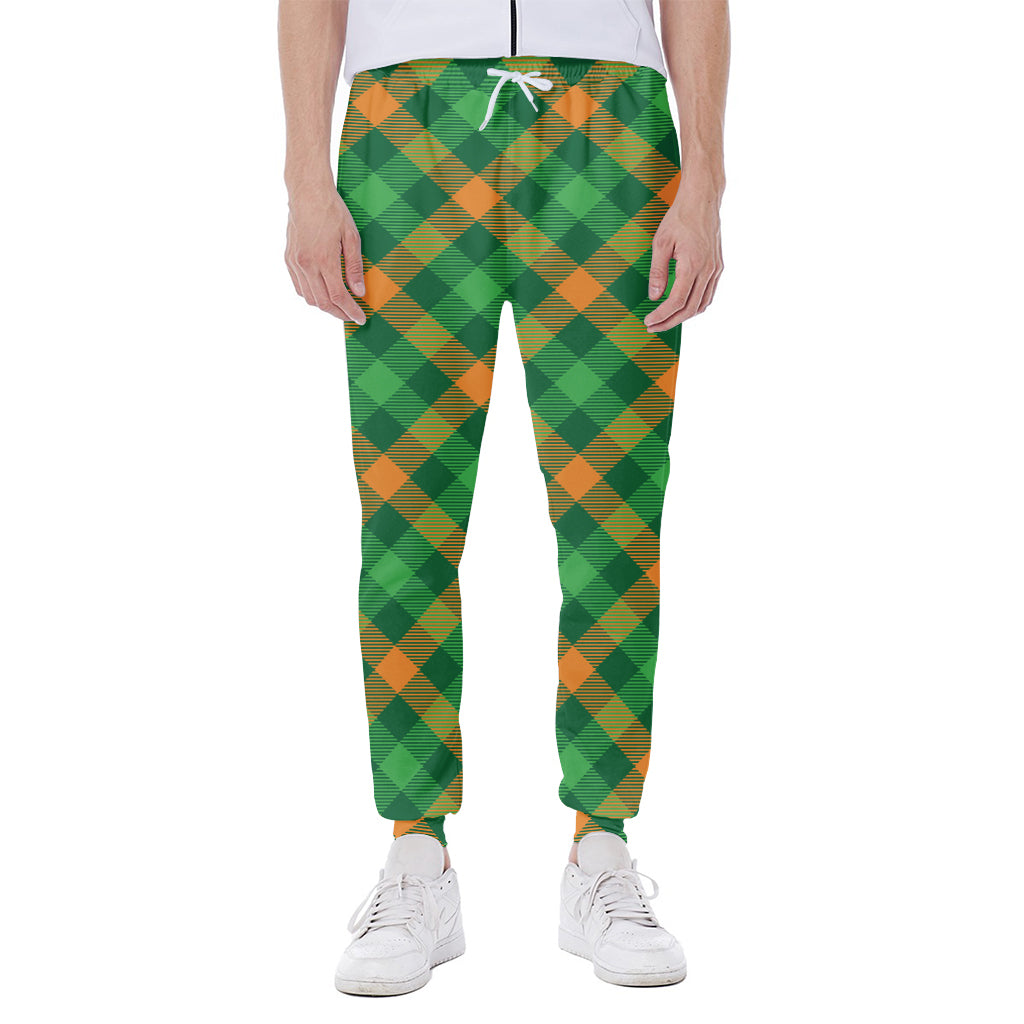 Green And Orange Buffalo Plaid Print Scuba Joggers